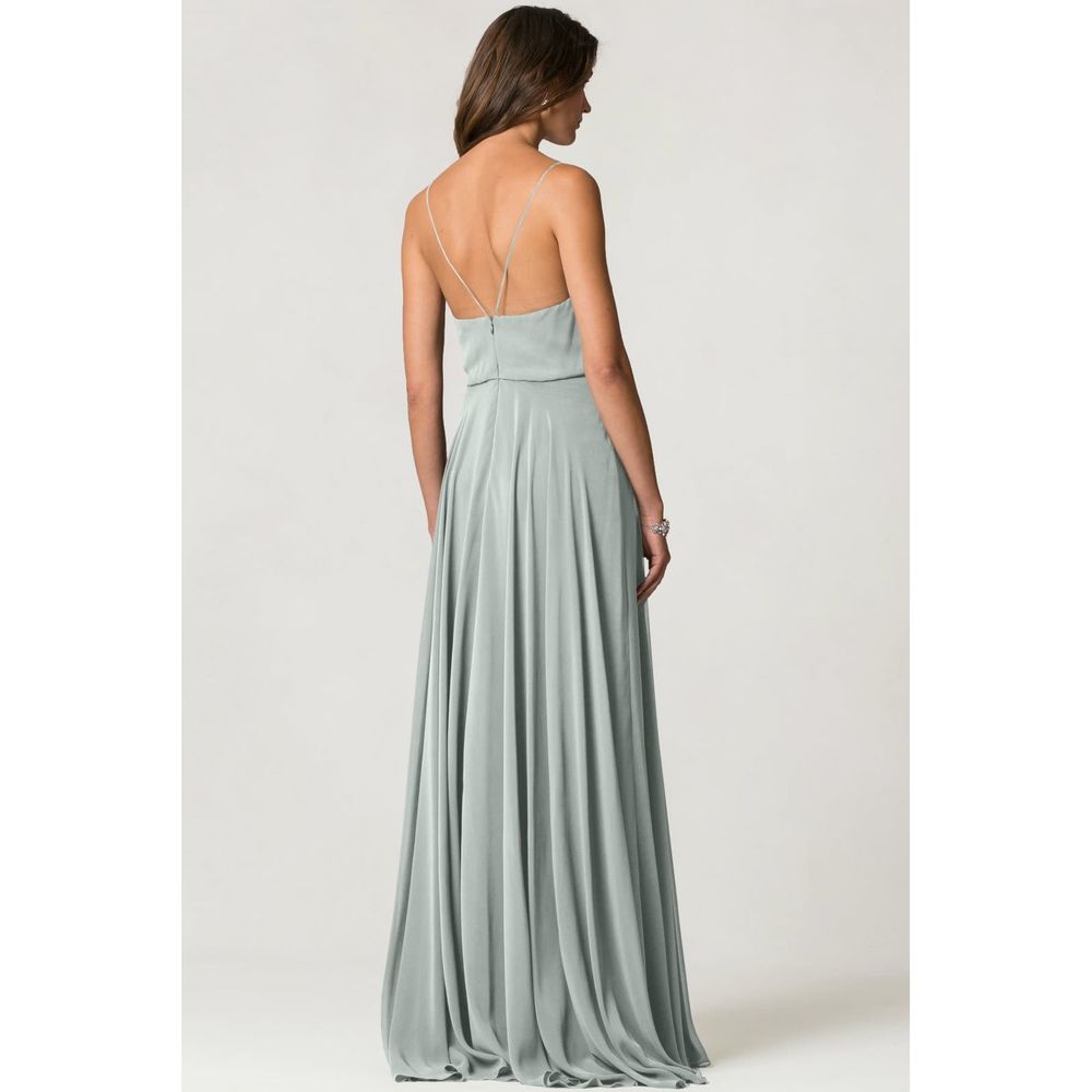 Jenny Yoo Inesse Chiffon Morning Mist Dress 18 NEW - Picture 2 of 4